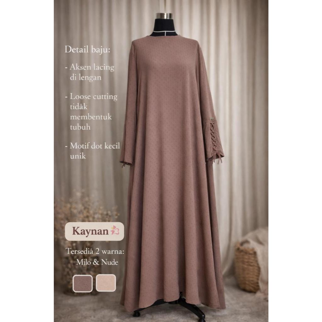 NVH | KAYNAN Gamis - Dobby Premium – Gamis Muslimah Loose Fit Elegan Motif Dobby (Milo & Nude)