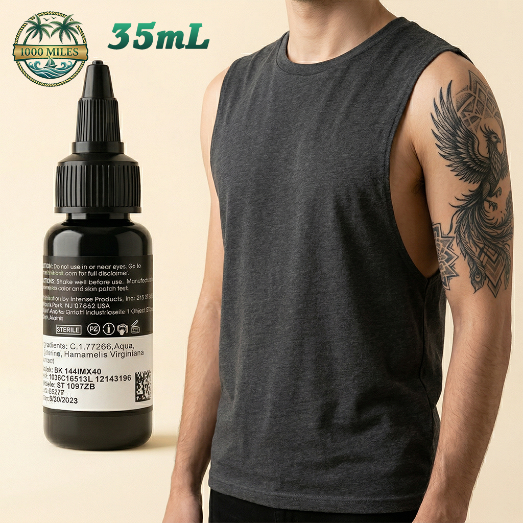 35mL Tinta Tato Hitam Pekat Black Tattoo Ink Lining Shading Solid Mudah Menyerap