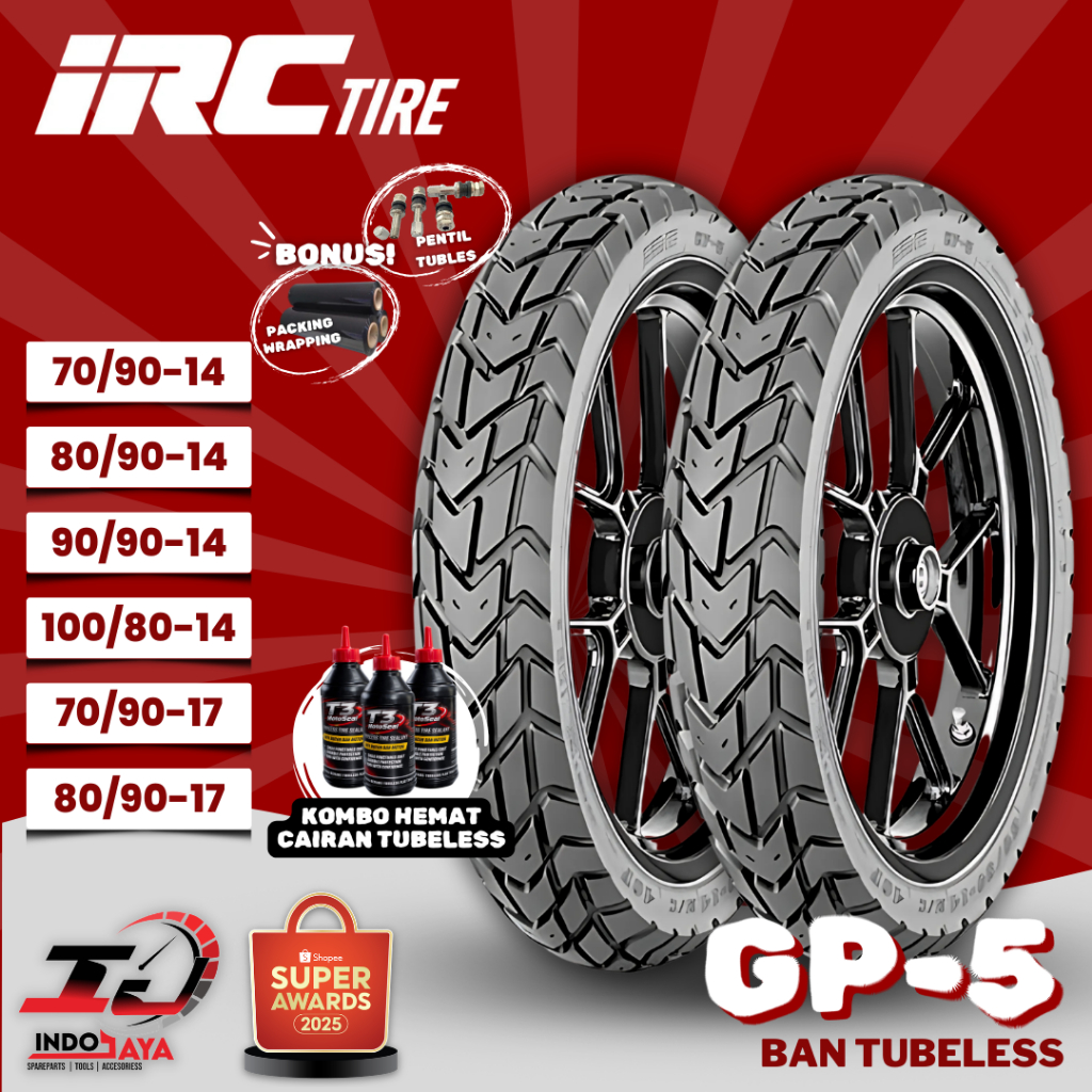 [READY COD] BAN LUAR TUBELESS IRC GP5 (70/90-14 - 80/90-14 - 90/90-14 - 100/80-14 - 70/90-17 - 80/90