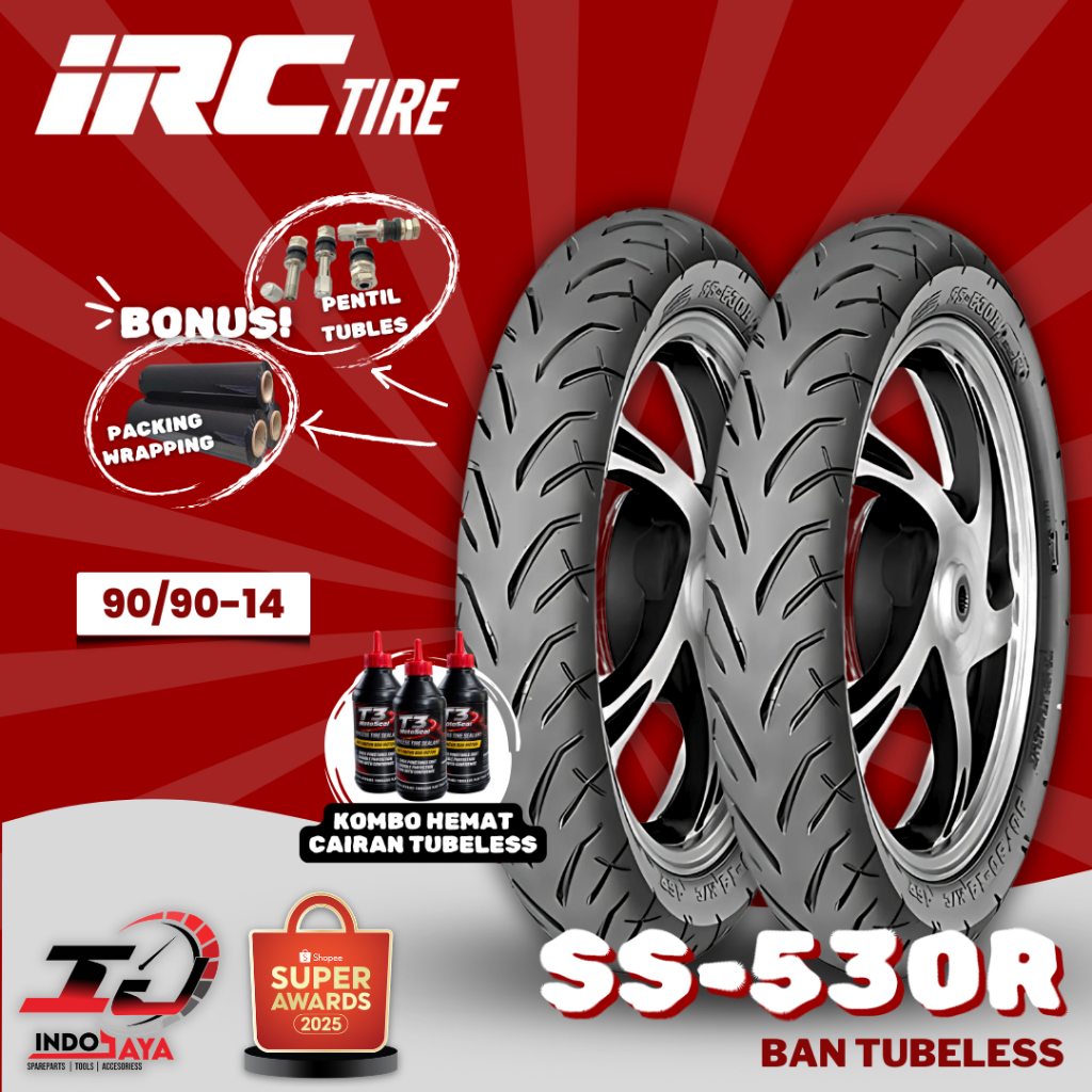 [READY COD] BAN LUAR TUBELESS IRC SS-530R (90/90-14) BAN DEPAN DAN BELAKANG TUBLES SS 530F 530R / IR