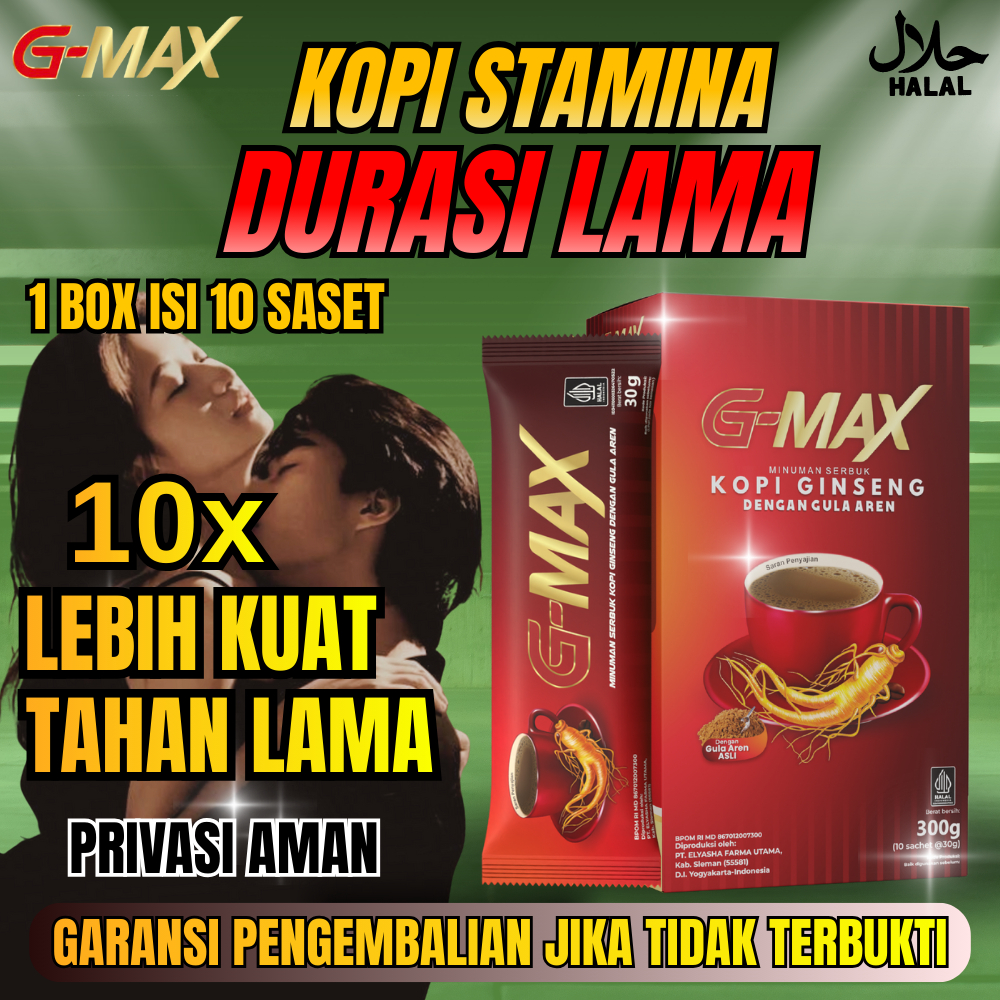 KOPI GMAX - KOPI EXTRA GINSENG PENAMBAH STAMINA PRIA TAHAN LEBIH LAMA ORIGINAL BPOM