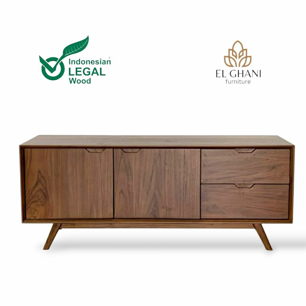 Bufet Tv Kayu Jati Minimalis 2 pintu 2 laci