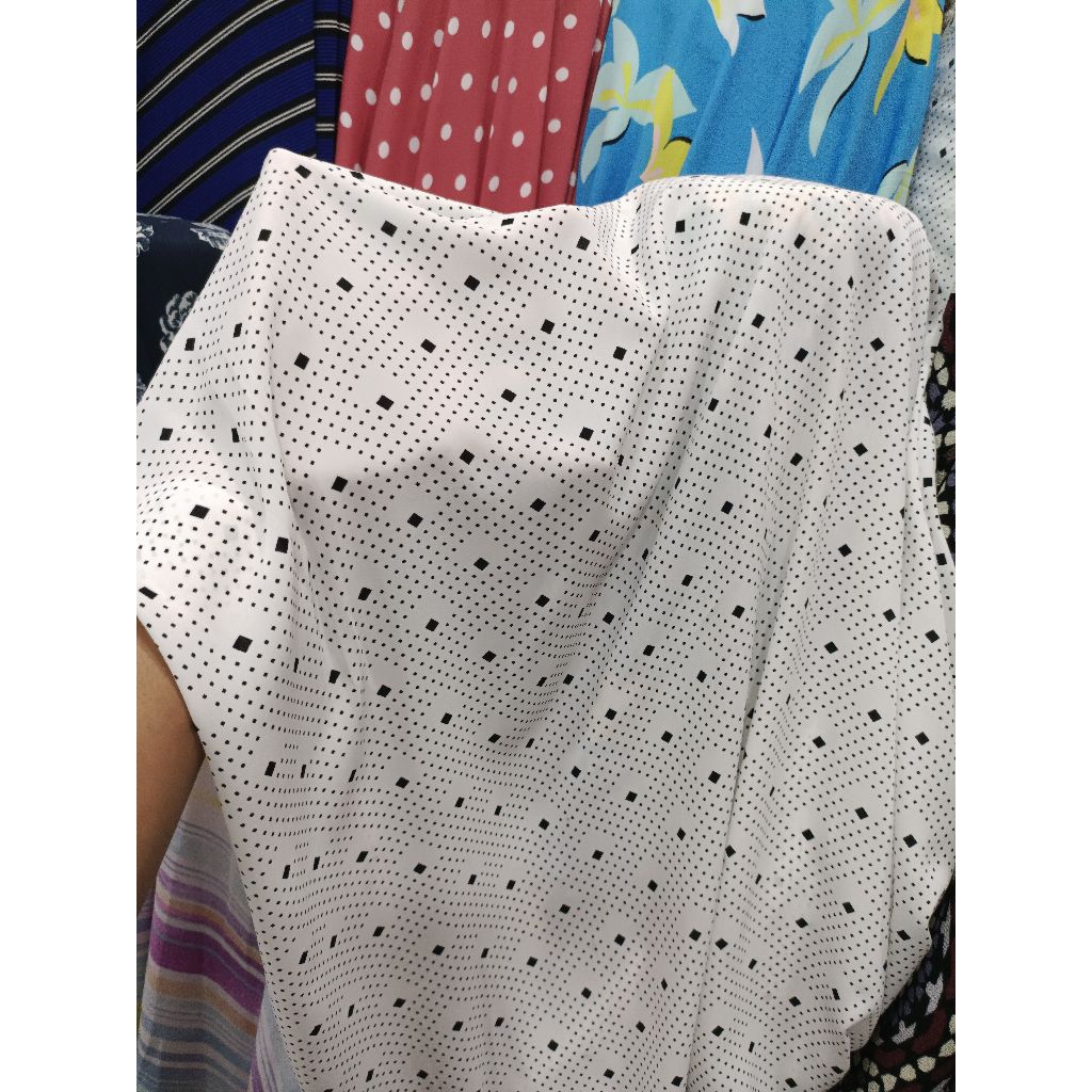 NEW kain ceruty zara motif premium - kain zara meteran - kain ceruti zara motif kotak viramid - kain