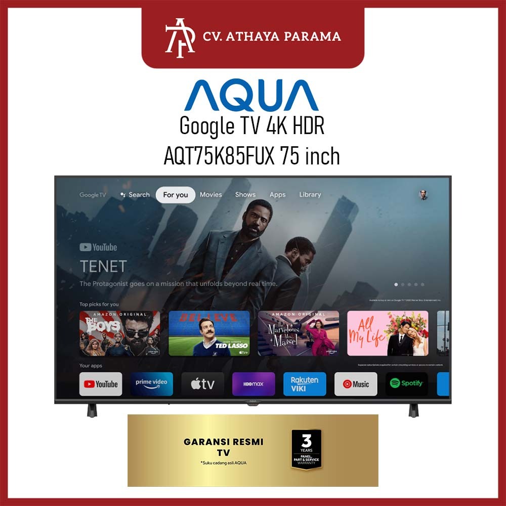 AQUA AQT75K85FUX LED 4K HDR Google TV 75 inch AQT-75K85FUX Bezelless