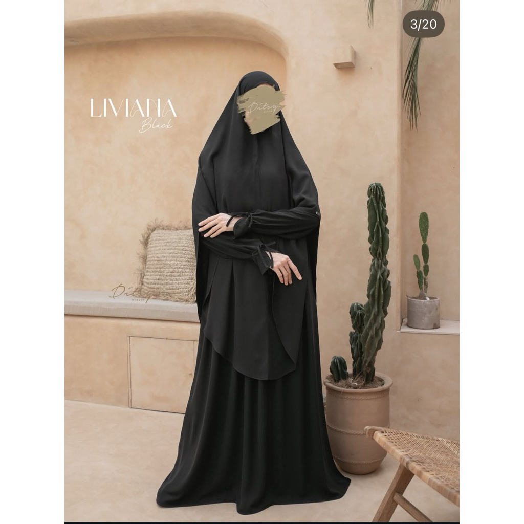 Ditsy moslem Liviana maira jetblack size M