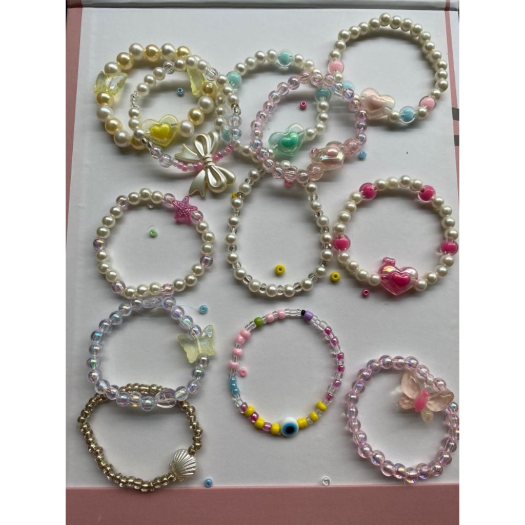 Gelang Beads Aesthetic Handmade | Free Box & Stiker Lucu
