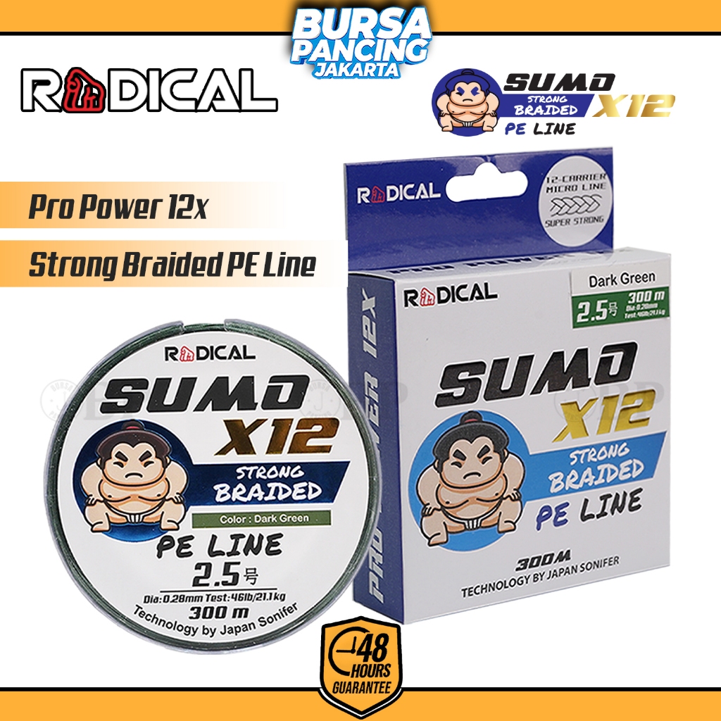 RADICAL Senar Pancing SUMO X12 300M DARK GREEN Tali Pancing PE