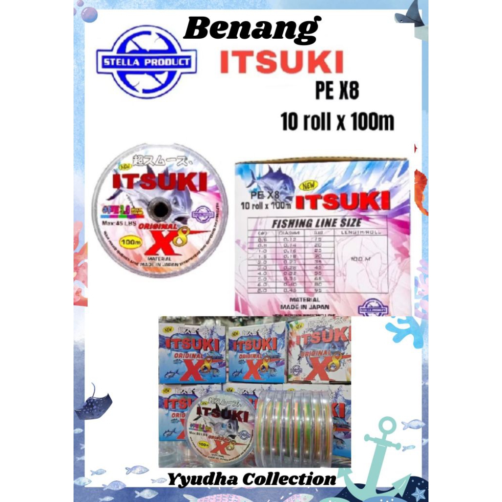 Senar PE ITSUKI X8 Multicolour 100M - Kuat & Presisi untuk Casting/Jigging