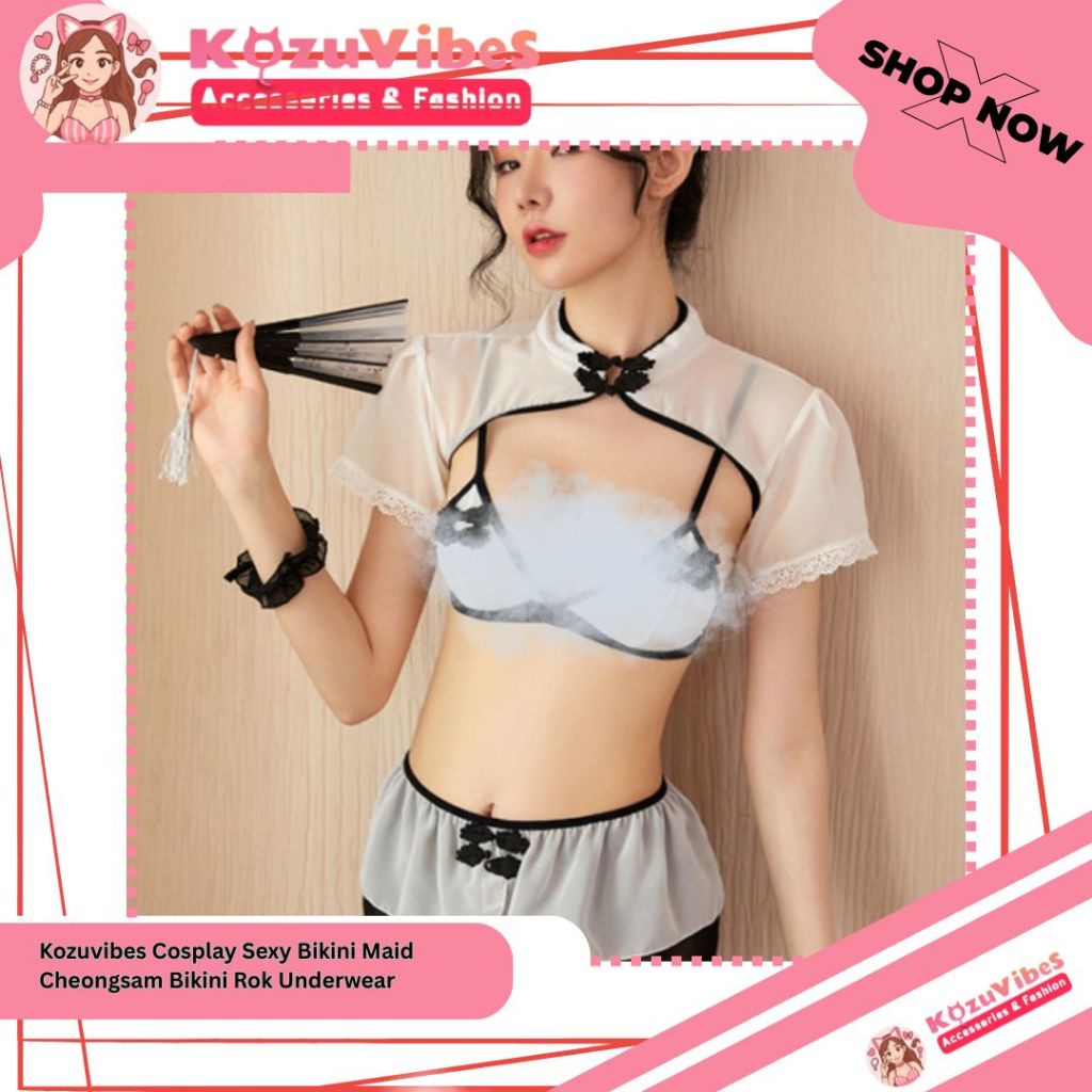 Kozuvibes Cosplay Sexy Uniform Seragam Cheongsam Bikini Rok Underwear