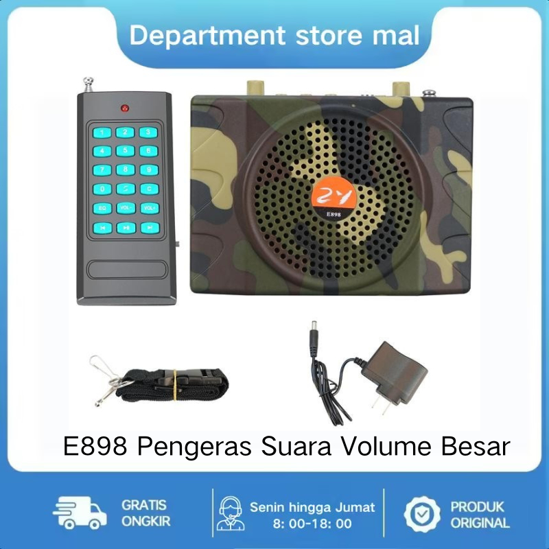 E898/E388 Pengeras Suara Buruan 25W Bluetooth, MP3 USB Radio FM, Jarak Jauh, Volume Besar, Speaker 3
