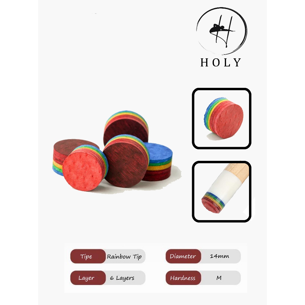 Rainbow Tip / Tip Billiard Rainbow / Tip Stik Billiard Rainbow