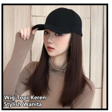 Topi Wig = Rambut Palsu Wanita Pendek - Wig Topi