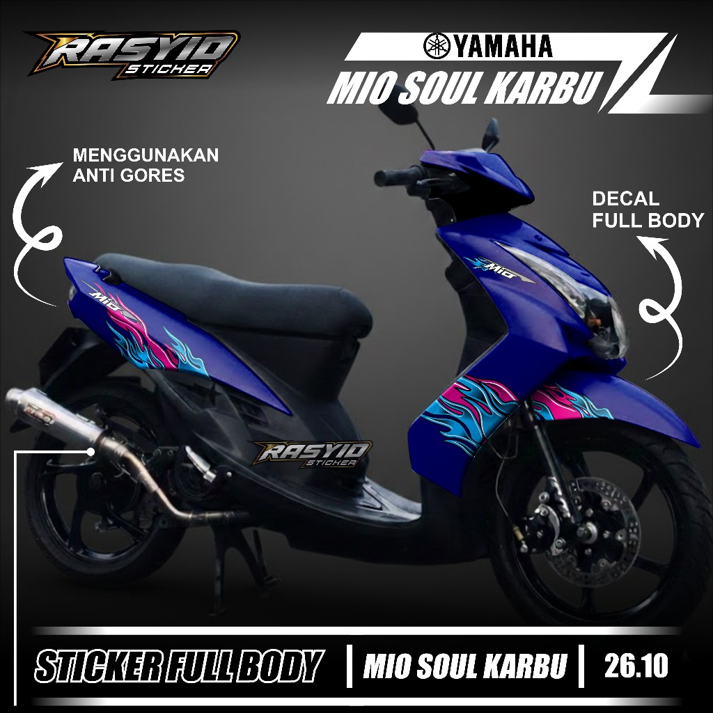 Terbaru Sticker Decal Full Body Motor Yamaha Mio Soul Karbu Tahun 2007 2008 2009 2010 2011 2012 Stic