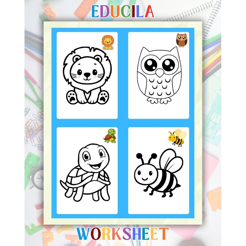 Worksheet anak anti gaget-mewarnai gambar hewan-custom mewarnai gambar