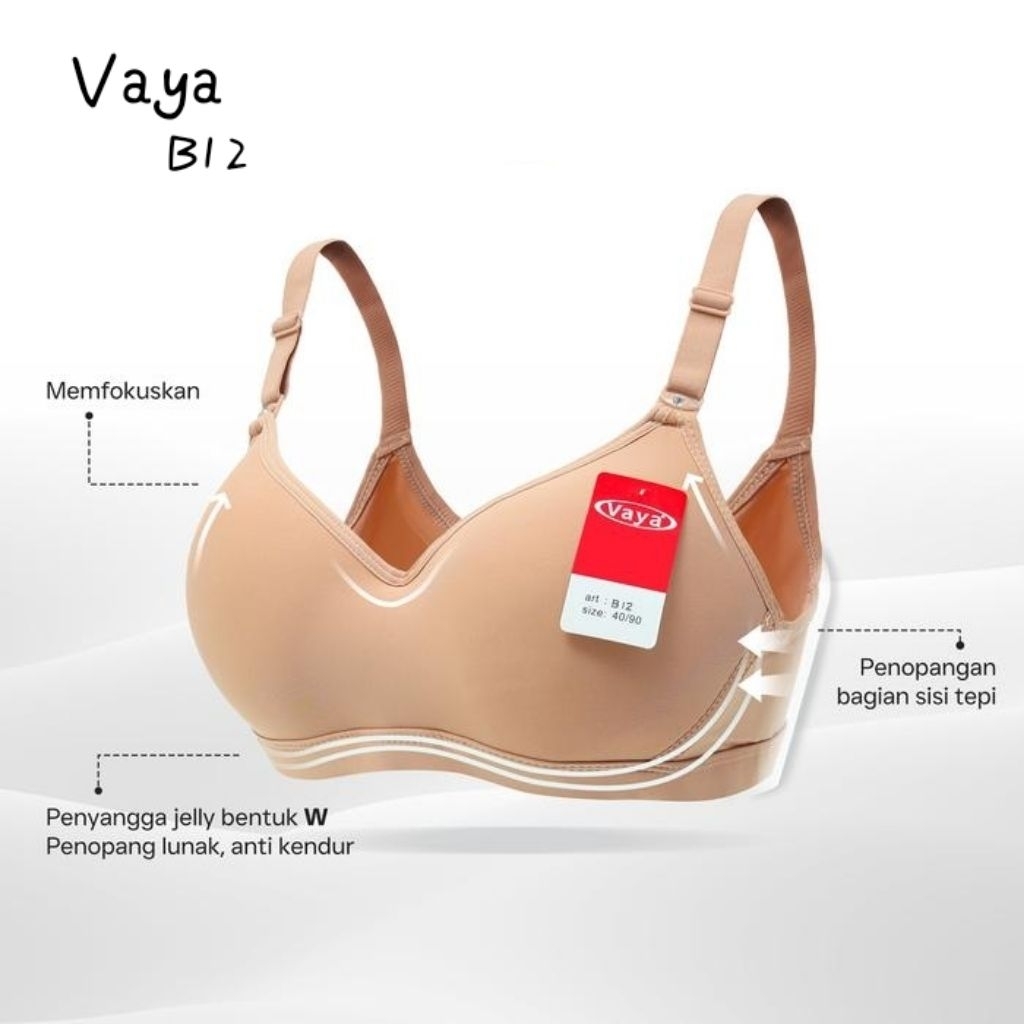 Bra Vaya B12 Kait 3 Tanpa Kawat Cup B / BH Vaya art B12