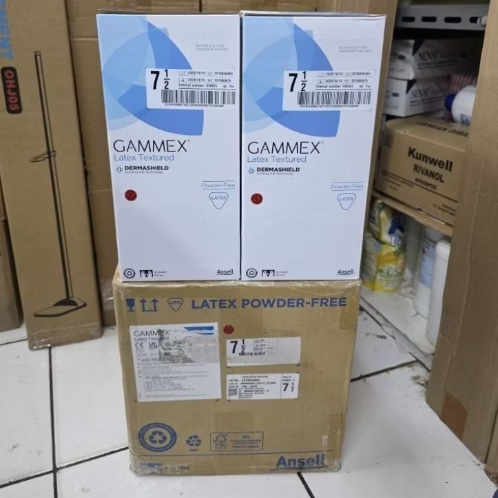 GAMEX Latex Textured Free Powder Gloves Sarung Tangan Steril Ansell Sarung Tangan GAMMEX