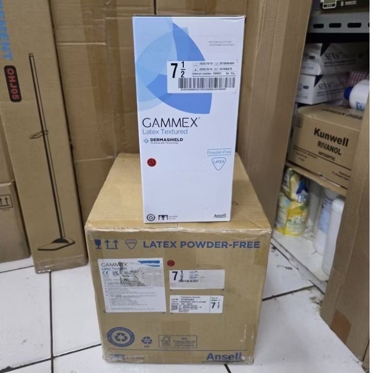 Sarung Tangan GAMMEX - GAMEX Latex Textured Free Powder Gloves Sarung Tangan Steril Ansell