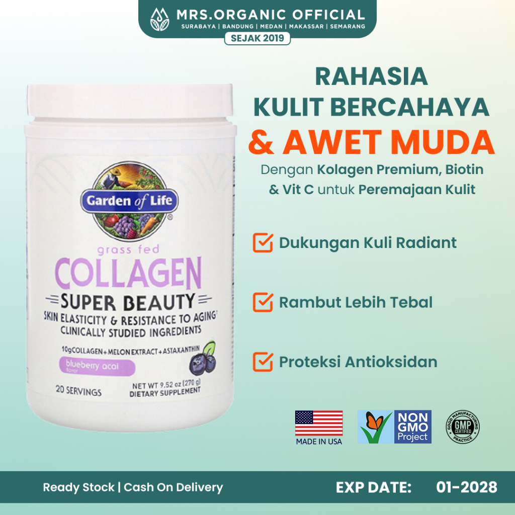 Garden of Life Grass Fed Collagen Super Beauty Powder - 20 servings