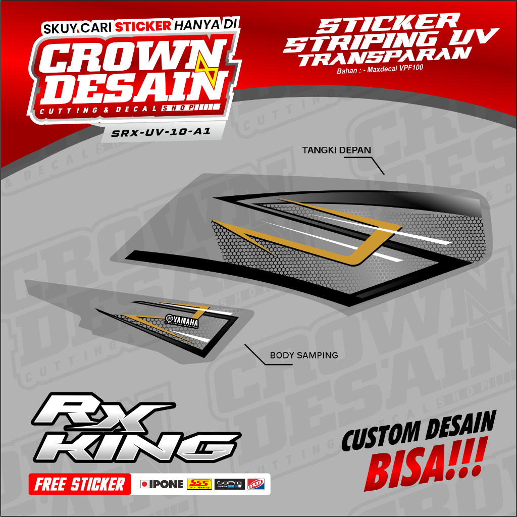 STRIPING TRANSPARAN RX KING CUSTOM RACING MINIMALIS STRIPING STIKER YAMAHA RX KING II BISA CUSTOM - 