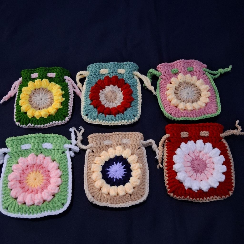 Flower Pouch Crochet | Pouch Bunga Rajut