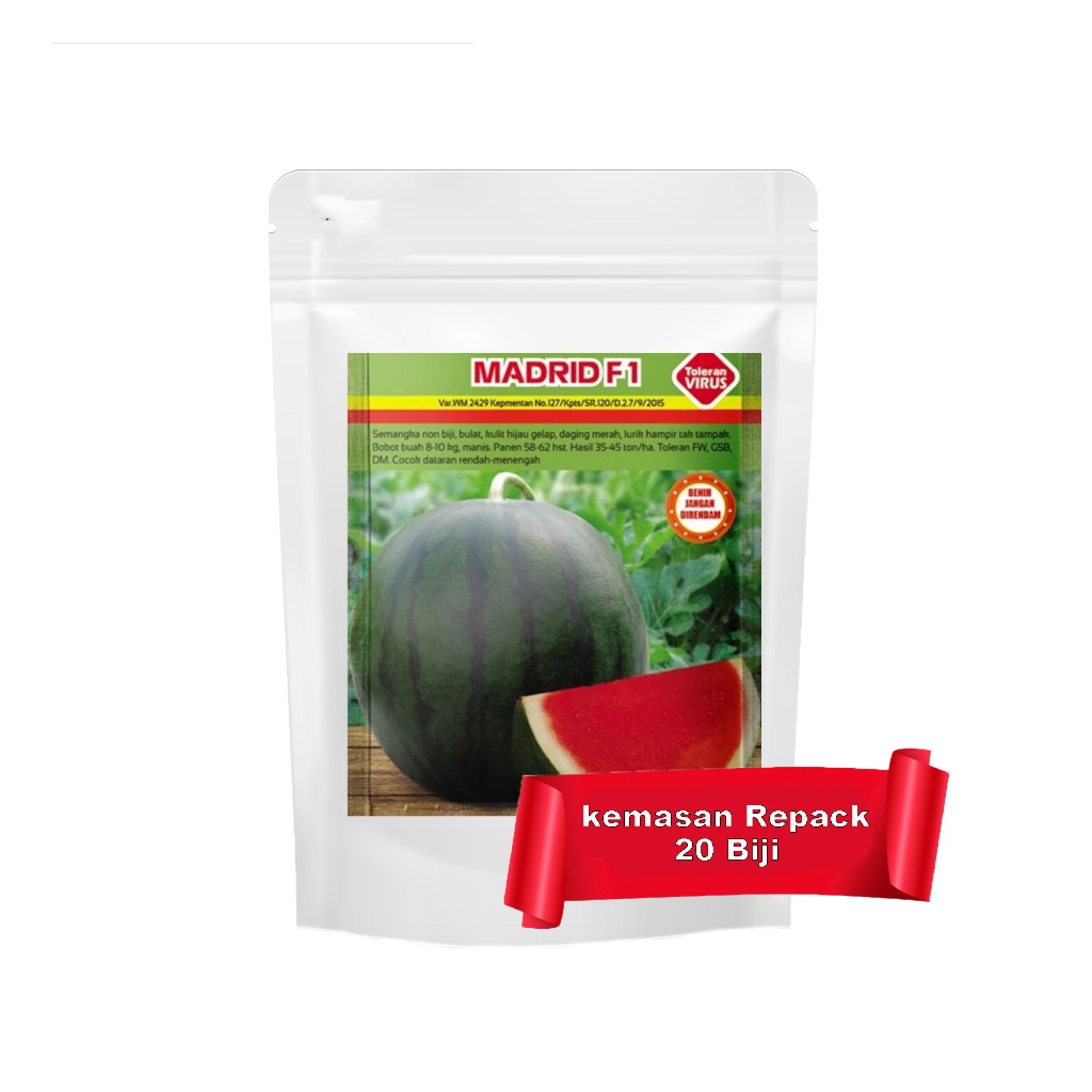 Repack Benih Semangka Madrid 20 Biji | Benih Semangka Tanpa Biji Madrid ORIGINAL