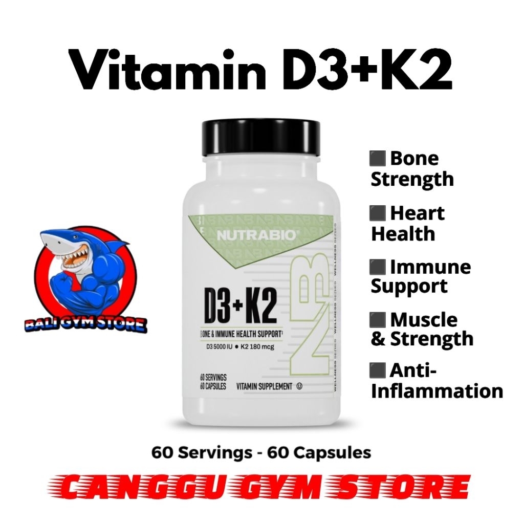 Nutrabio USA Vitamin D3 + K2 5000 IU 180mcg 60 Kapsul Mendukung Kesehatan Tulang dan Meningkatkan Im