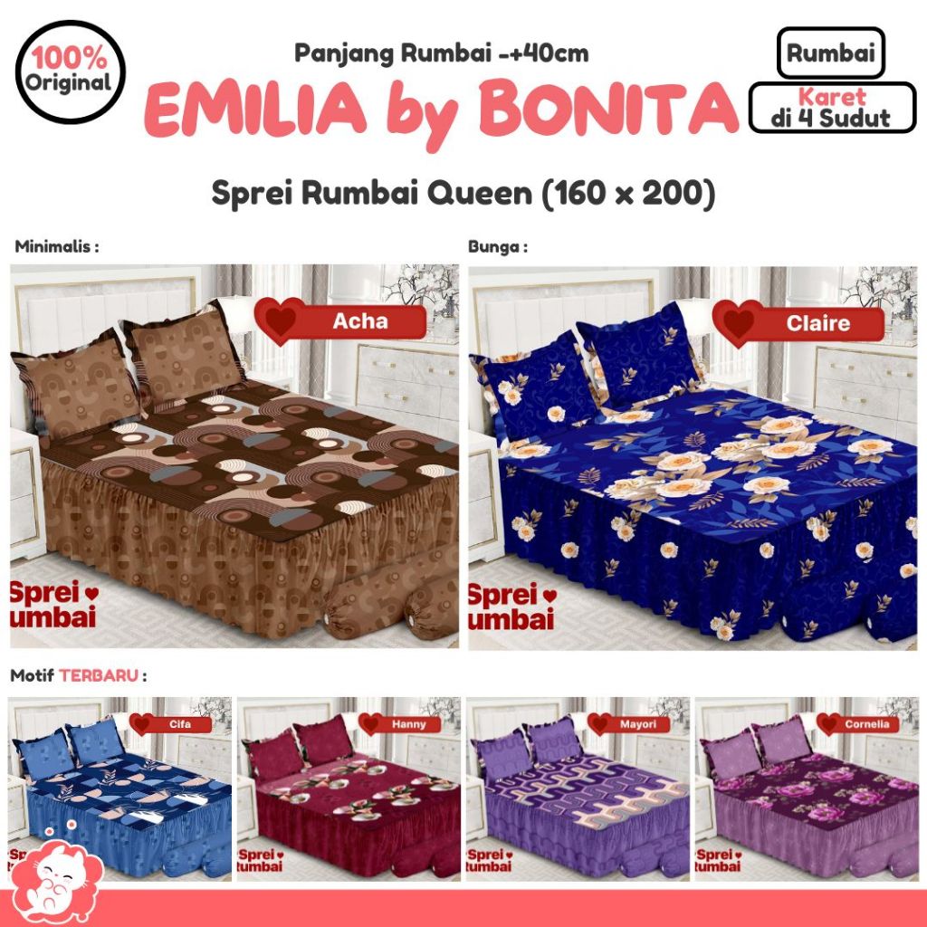 Sprei RUMBAI Queen (160 x 200) EMILIA by Bonita