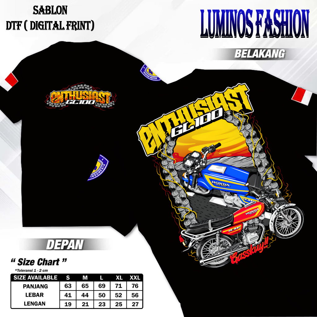 Luminosfashion12 KAOS ENTHUSISAT GL 100 KAOS CEPEK GL 100 KAOS HONDA GL 100