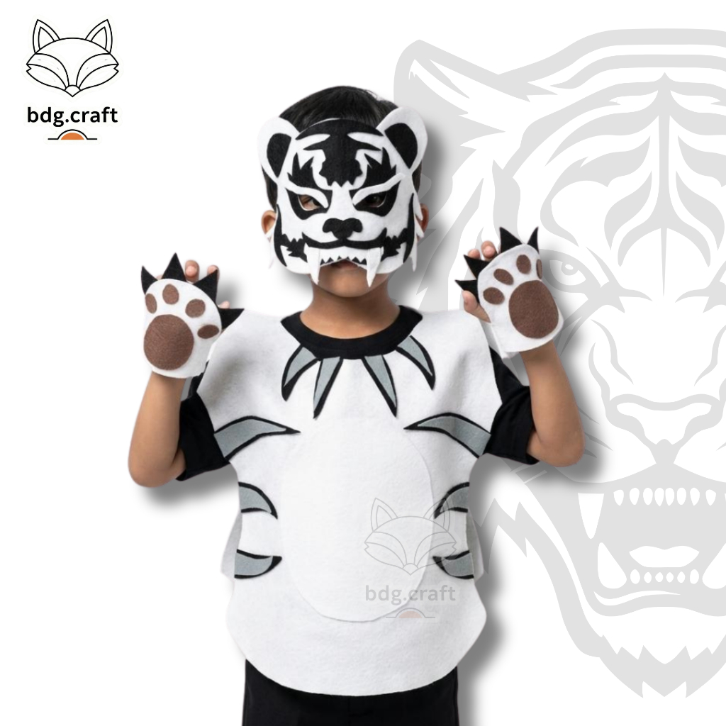 Cosplay kostum baju set hewan harimau putih
