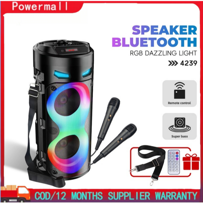Party Speaker Bluetooth Karaoke Portable 4 inch*2 Super Bass Salon Full Bass Besar
