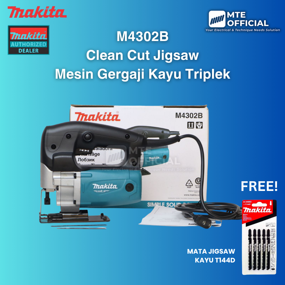(FREE MATA JIGSAW) Makita M4302B / Mesin Jigsaw Makita M4302B - Mesin Gergaji Triplek Jig Saw Makita