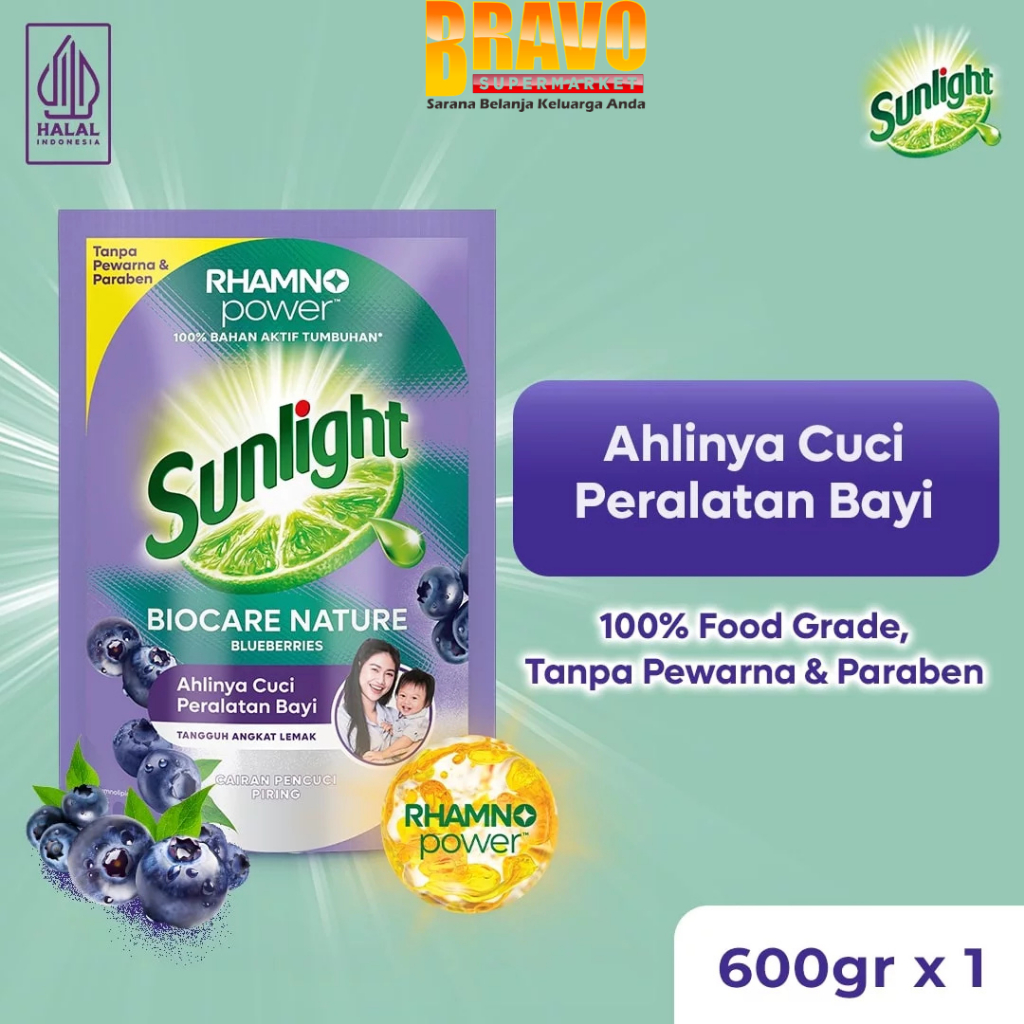 Bravo Bojonegoro - Sunlight Biocare Nature Sabun Cuci Piring 600gr & 870gr - Sabun Cuci Botol Bayi