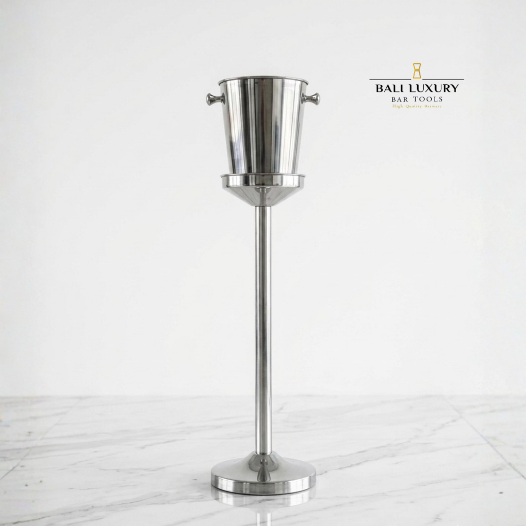 Bali Luxury | Wine Bucket & Stand Set Deluxe Stainless Steel - Standing Cooler Pendingin Champagne P