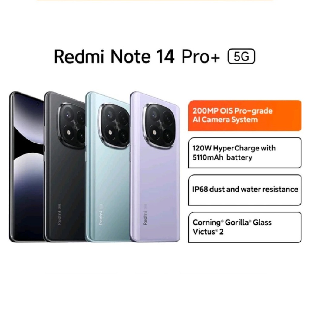 XIAOMI REDMI NOTE 14 PRO+ 5G 100% ORIGINAL Xiaomi Redmi Note 14 Pro Plus 5G Ram 8/256GB | 12/512GB