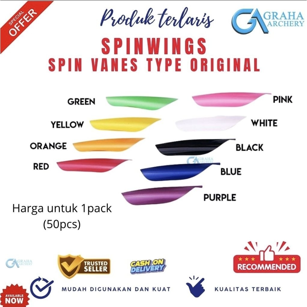 SPIN WINGS ELITE IMPORT | SPIN WINGS ORIGINAL | SPIN VANES SPINWINGS PANAHAN | VANES ANAK PANAH