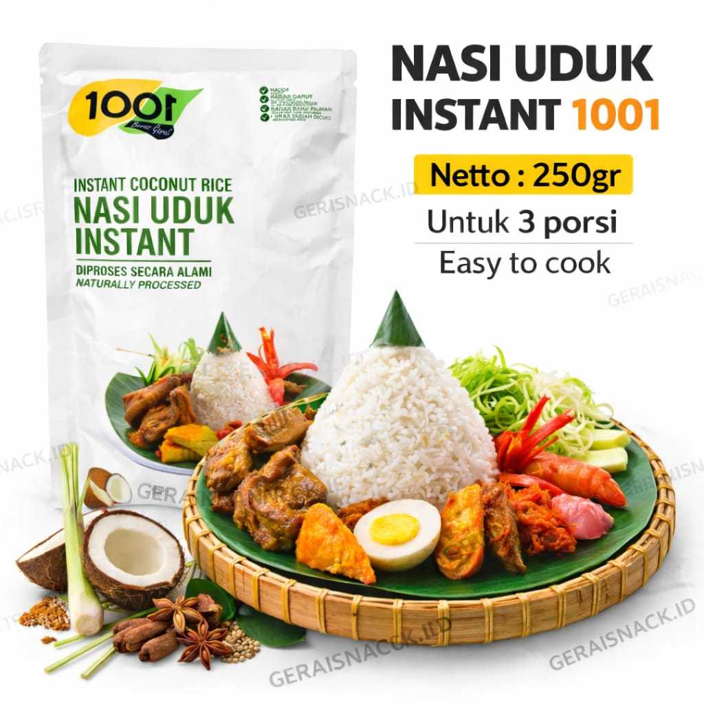 Nasi Uduk Instan 1001 Diproses Alami Praktis & Higienis 250gr