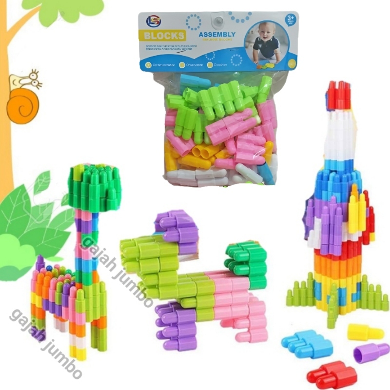 Mainan Edukasi Susun Balok Blocks Roket Jadul Peluru Susun Model Bentuk Puzzle DiY
