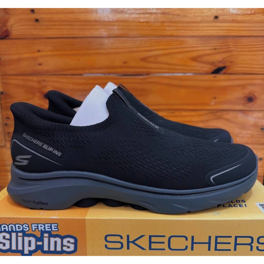 ONLY SIZE 45 SEPATU SKECHERS PRIA SKECHERS GO WALK 7 216553 BLACK CHARCOAL SNEAKER SPORTY TALI KERJA