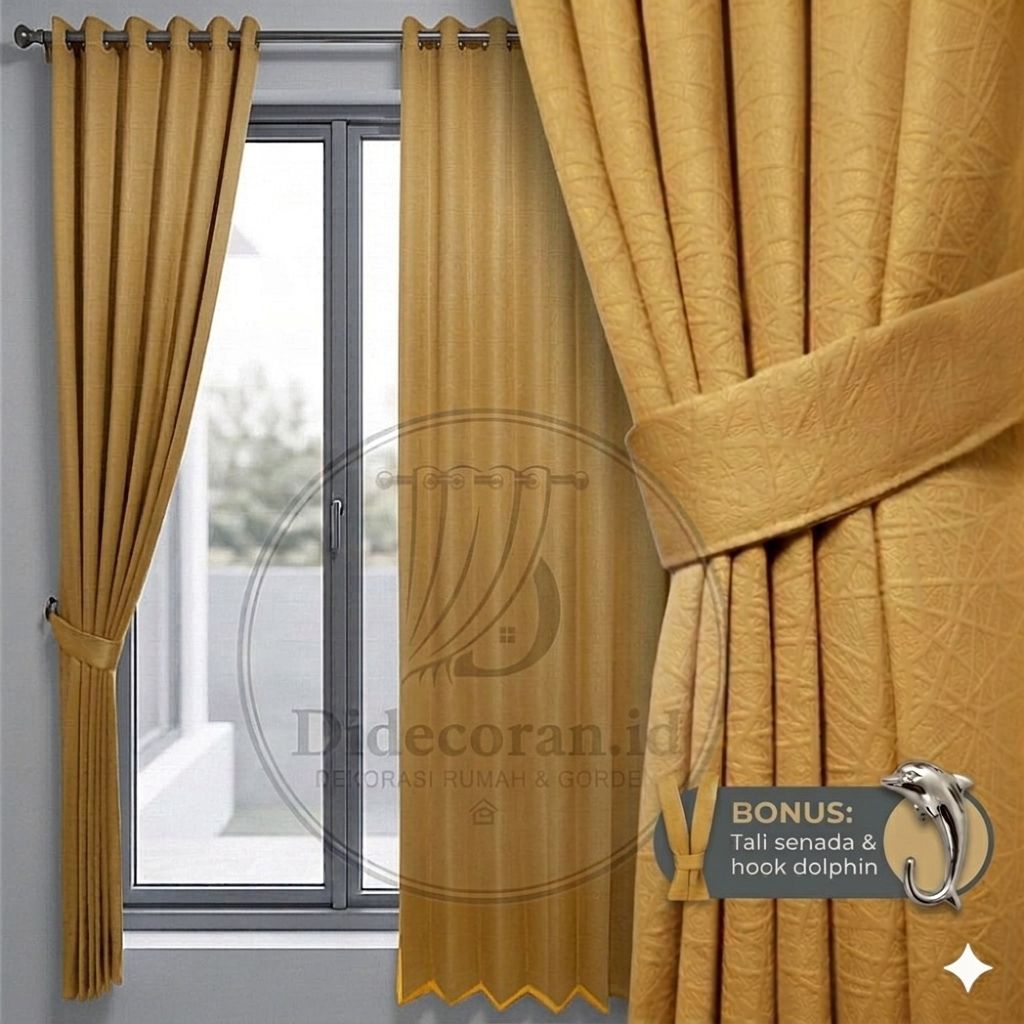 gorden blackout doff safron mimalis untuk jendela kamar ruang tamu gold