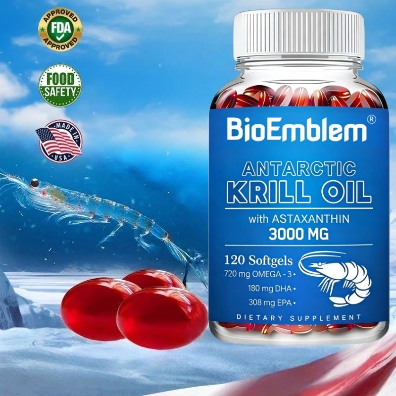 [100% Asli]Antarctic Krill Oil Astaxanthin-GMO-Free-Dietary Supplement Astaxanthin Cardiovascular He