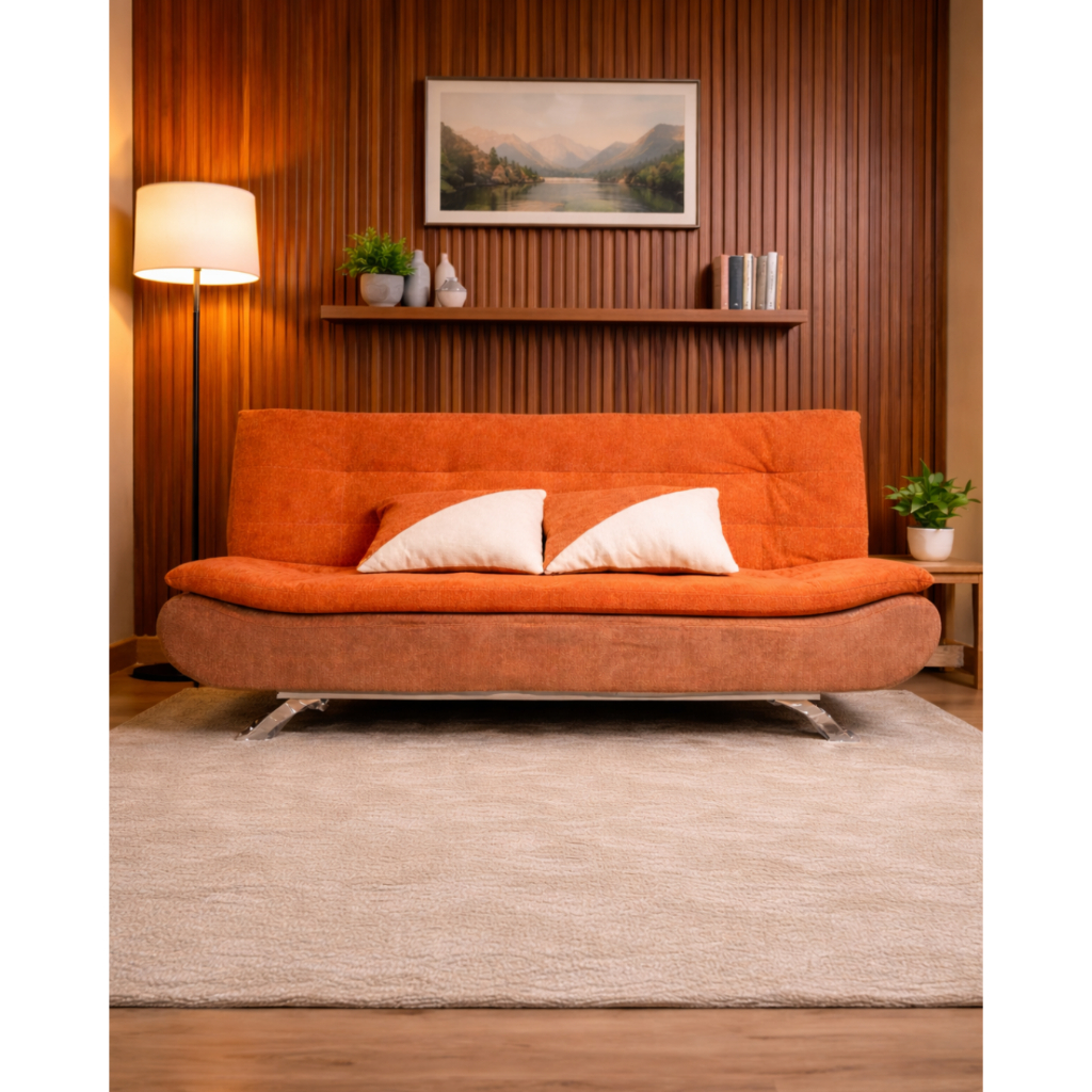 Sofa Bed Minimalis Lipat 2in1 – Sofa Ruang Tamu Modern 2 Seater  - Alder Sofa Bed - Burnt Terracotta