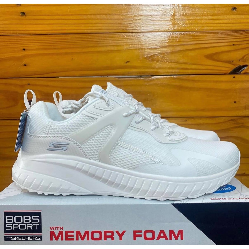 ONLY SIZE 45 SEPATU SKECHERS PRIA SKECHERS BOBS SQUAD CHAOS ELEVATE DRIFT 118034 FULLWHITE COD ORIGI