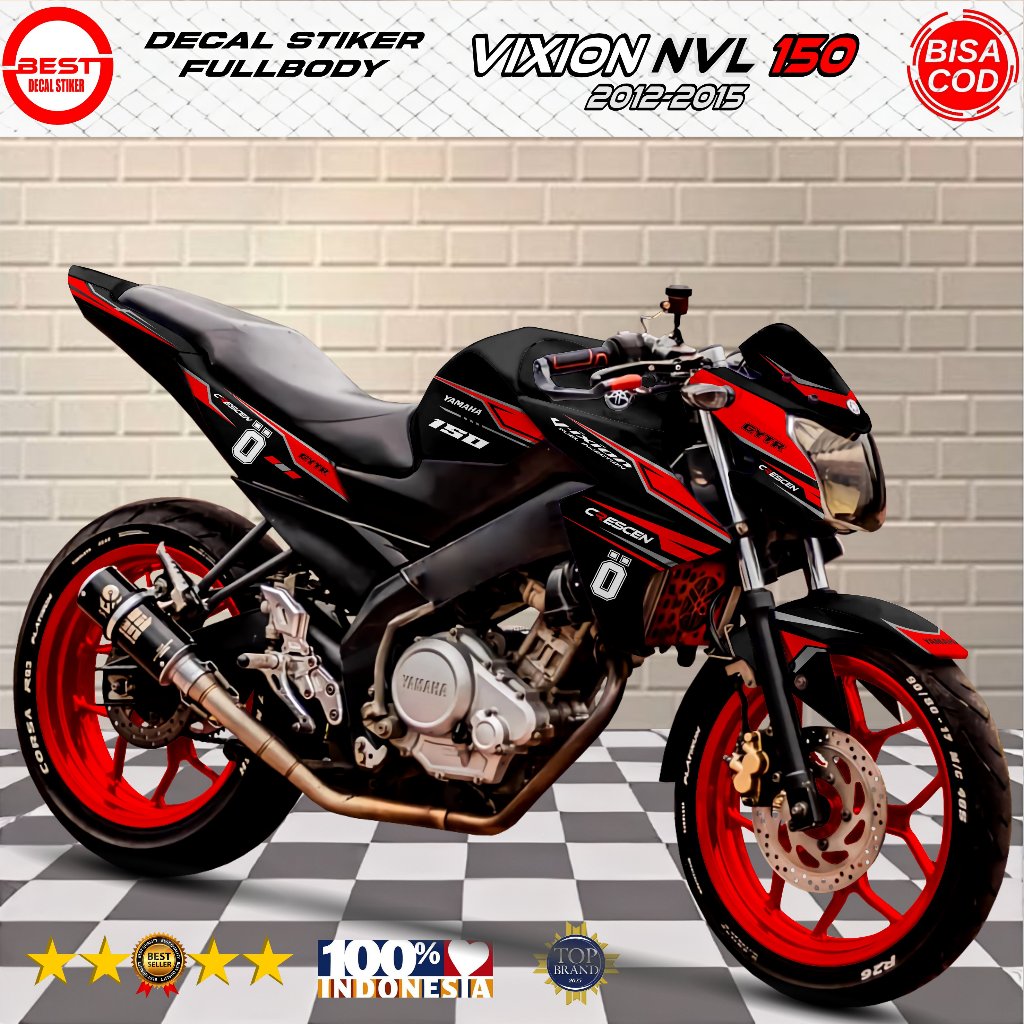 Decal Vixion New Full Body Decal Vixion NVL Full Body Stiker Vixion NVL Full Body Hitam Racing