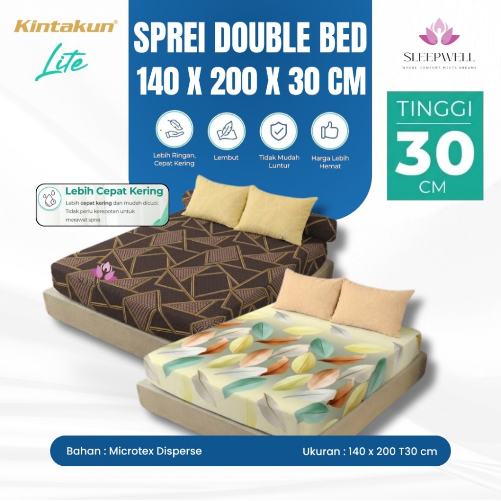 KINTAKUN LITE Sprei 140x200 Tinggi 30 cm Microtex Disperse Tidak Luntur Awet Lembut SP T30 SLEEPWELL
