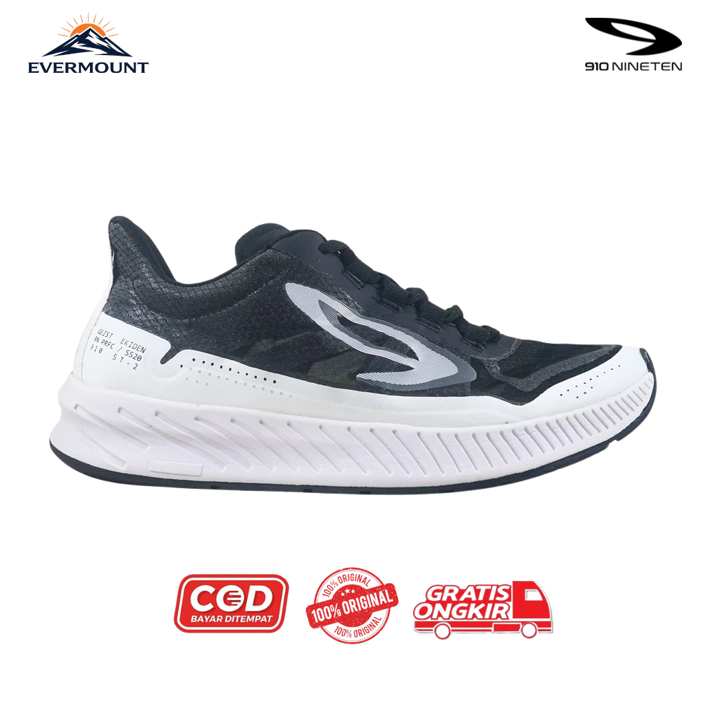 910Nineten Sepatu Lari - GEIST EKIDEN HITAM/PUTIH