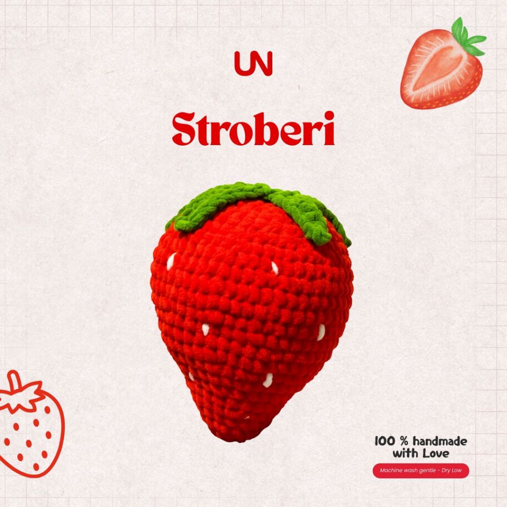 Boneka Stroberi Rajut Besar