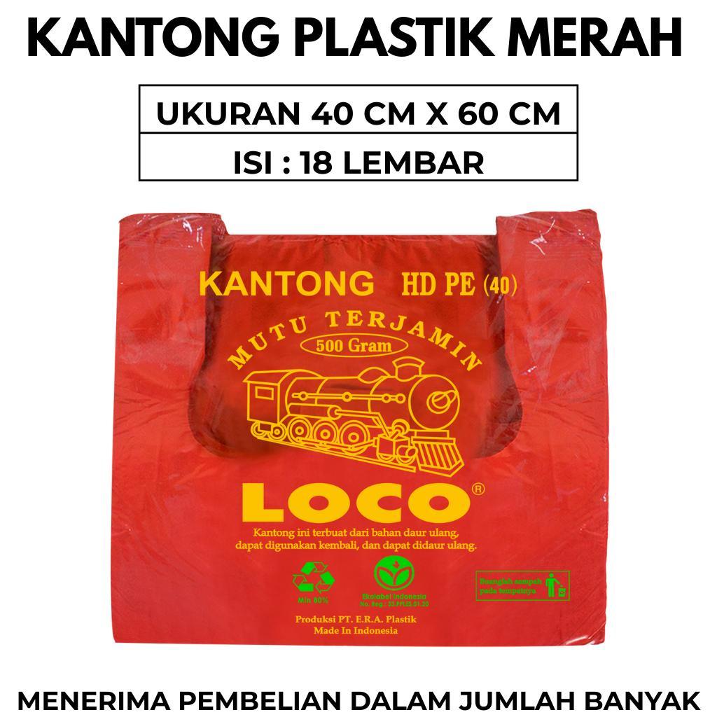 Kantong Plastik Kresek Warna Merah Plastik Loco Tebal Uk 40 x 60 kantong plastik HDPE kresek tebal k