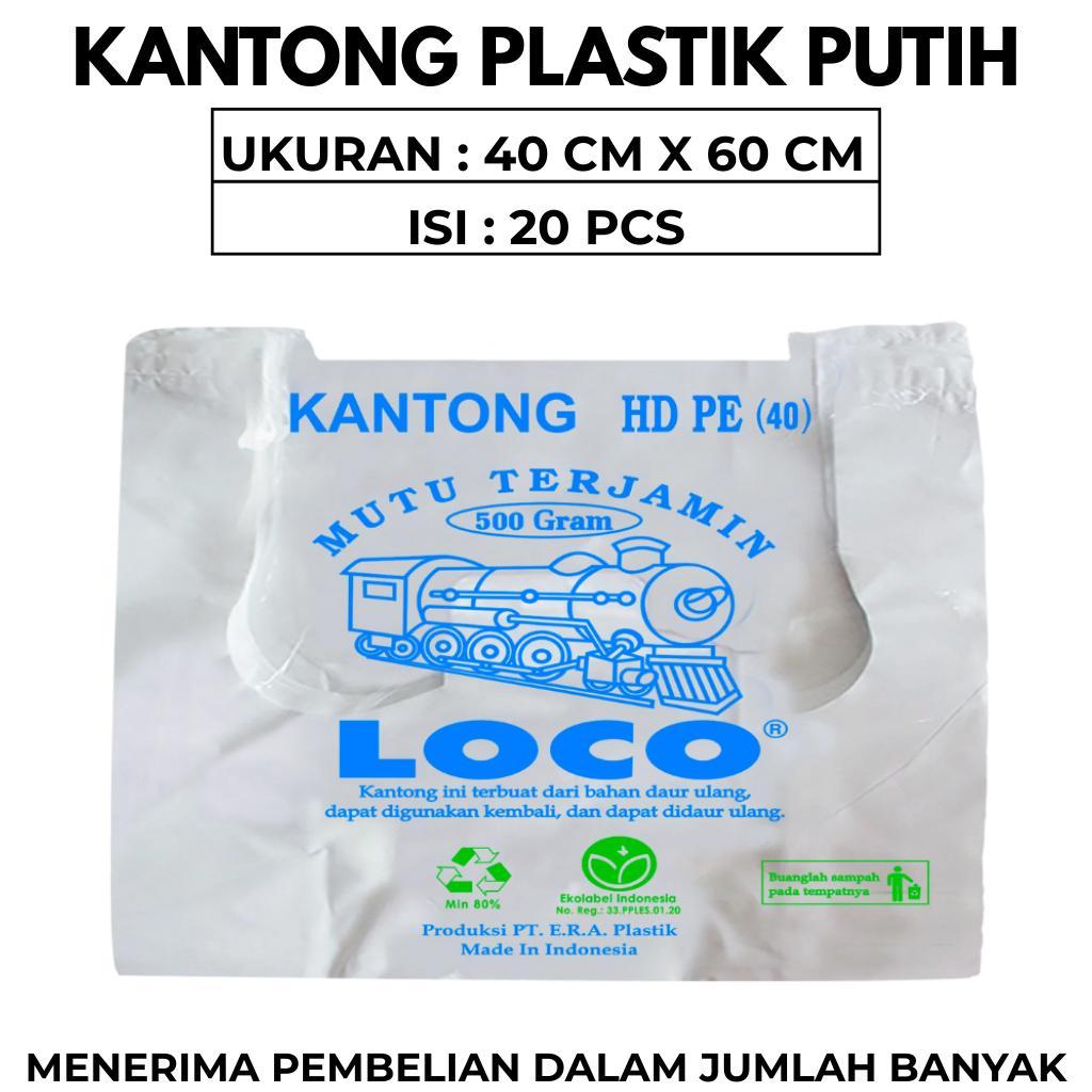 Kantong Plastik Kresek LOCO HDPE TEBAL Putih Kantong Plastik Kresek Warna Putih Plastik Loco Tebal U