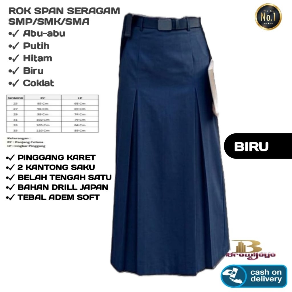 ROK SPAN PANJANG BIRU NAVY SERAGAM SEKOLAH SMP SMA SMK PREMIUM