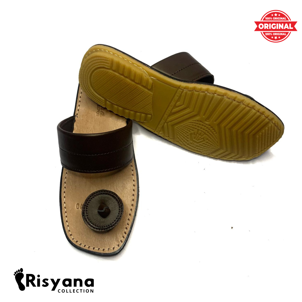 Sandal Tarumpah Pria Citak Model Noslip Tipis Model Jamur Warna Hitam Coklat Susu Tan Putih Coklat T